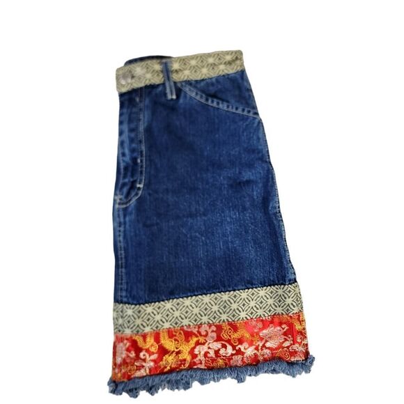 Jordache Vintage y2k/ 90s Denim Floral Mini Skirt - Picture 8 of 9